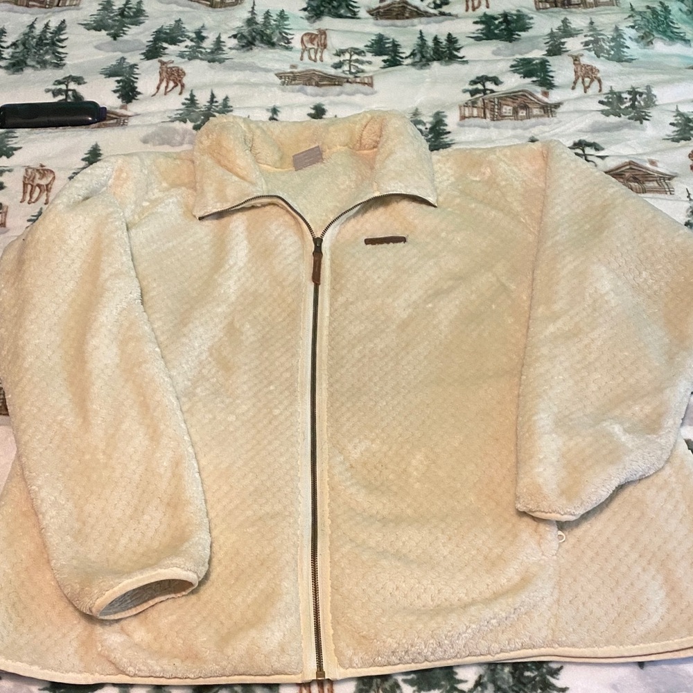 Columbia Cream Zip-Up Fleece Jacket